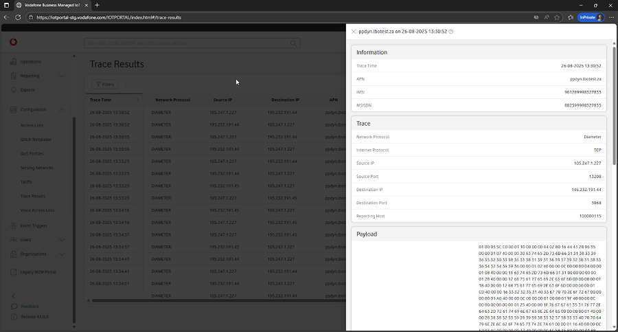 Viewing trace results